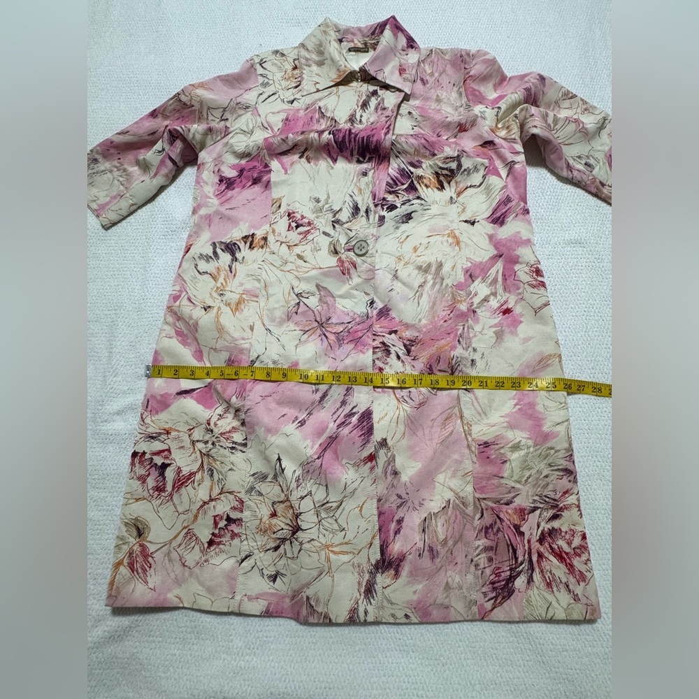 Marina Rinaldi Size 21 Floral Viscose/Cotton Blend Duster 3/4 Sleeve Coat Lined - Picture 12 of 16